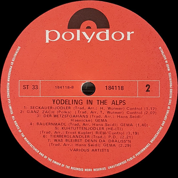 Various : Yodeling In The Alps (LP, Comp)