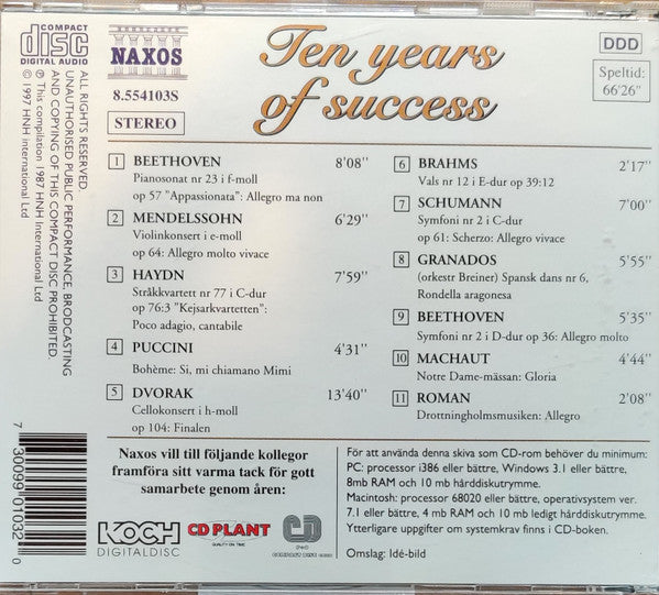 Various : Ten Years Of Success (CD, Album, Comp, Enh)