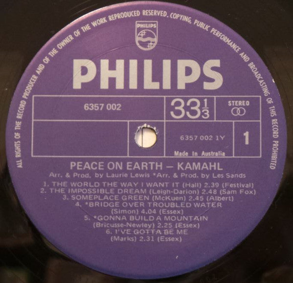 Kamahl : Peace On Earth (LP, Album, RE, Dif)
