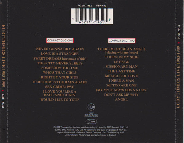Eurythmics : Live 1983 - 1989 (3xCD, Album, Ltd, RP)
