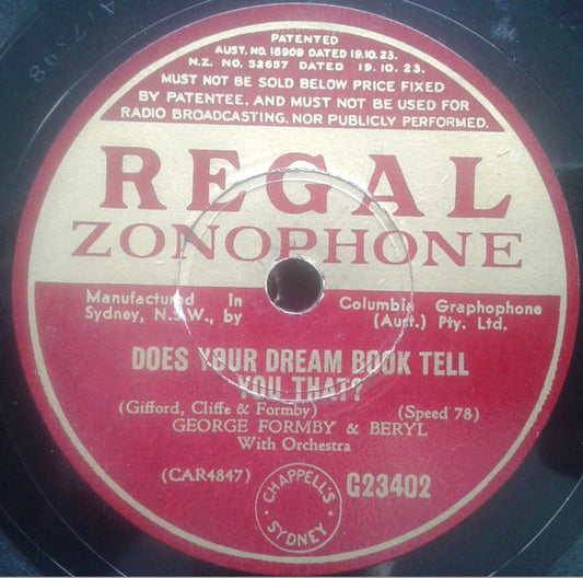 George Formby : Does Your Dream Book Tell You That? / Like The Big Pots Do (Shellac, 10")