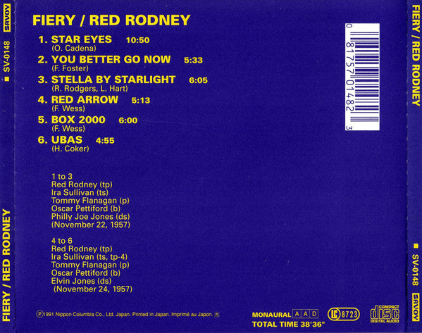 Red Rodney : Fiery (CD, Album, Mono, RE, RM)