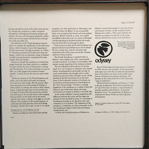 Johannes Brahms, Bruno Walter, The New York Philharmonic* : The Four Symphonies (Box + 3xLP, Comp, Mono)