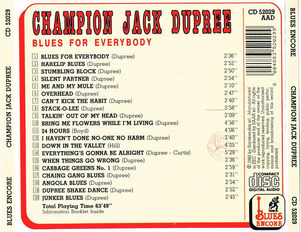 Champion Jack Dupree : Blues For Everybody (CD, Comp)