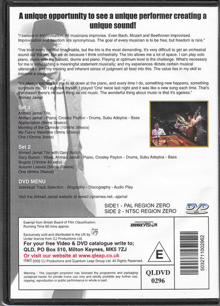 Ahmad Jamal : Ahmad Jamal (DVD)