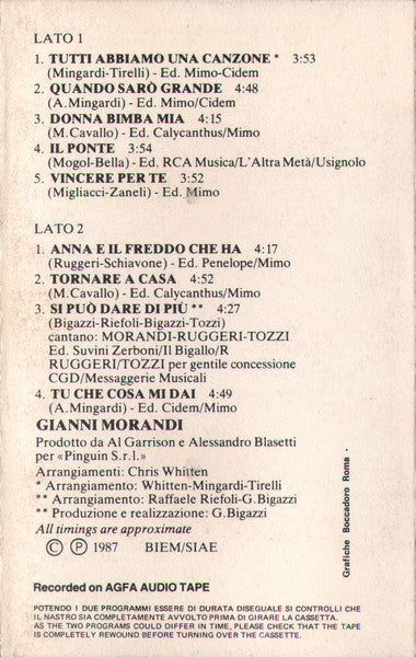 Gianni Morandi : Le Italiane Sono Belle (Cass, Album, Dol)