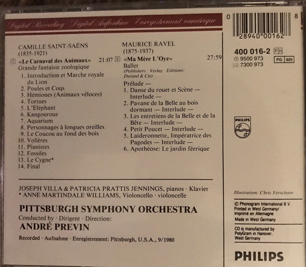 Saint-Saëns* / Ravel* – André Previn, Pittsburgh Symphony Orchestra : Carnaval Des Animaux / Ma Mère L'Oye (CD, RP, PDO)