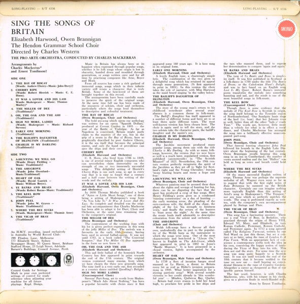 Owen Brannigan • Elizabeth Harwood : Sing The Songs Of Britain (LP, Album, Mono, Club)