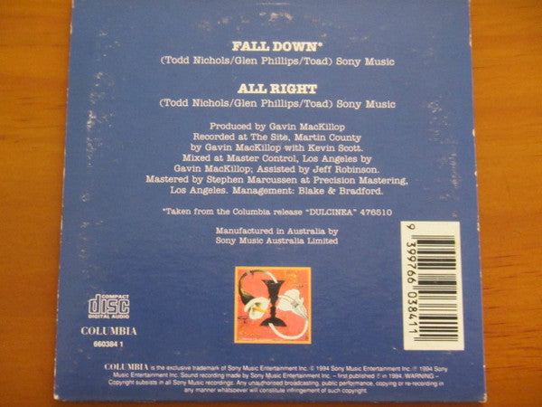 Toad The Wet Sprocket : Fall Down (CD, Single, Car)