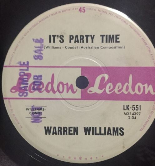 Warren Williams (6) : It's Party Time (7", Single)