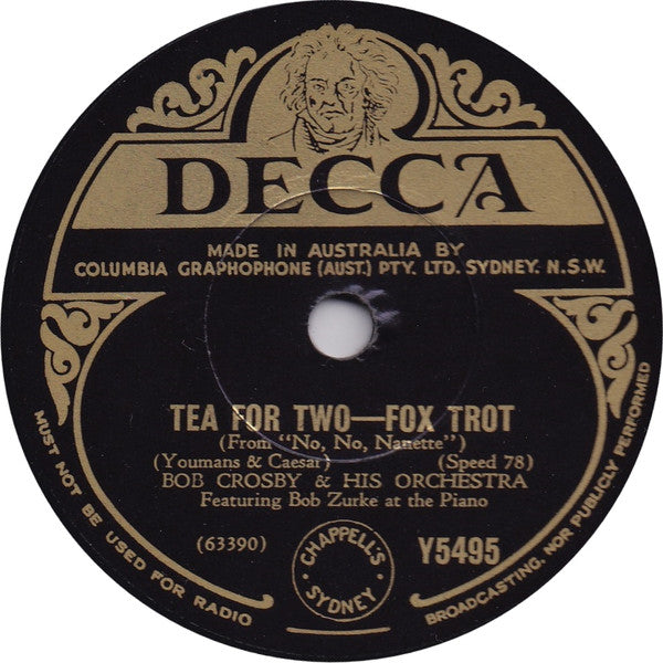 Bob Crosby And His Orchestra : Tea For Two / Royal Garden Blues (Shellac, 10")
