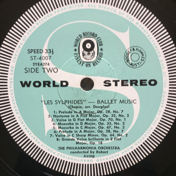 Frédéric Chopin - Robert Schumann / Philharmonia Orchestra Conducted By Robert Irving (2) : Les Sylphides / Carnaval (LP, Album, Club, 1st)