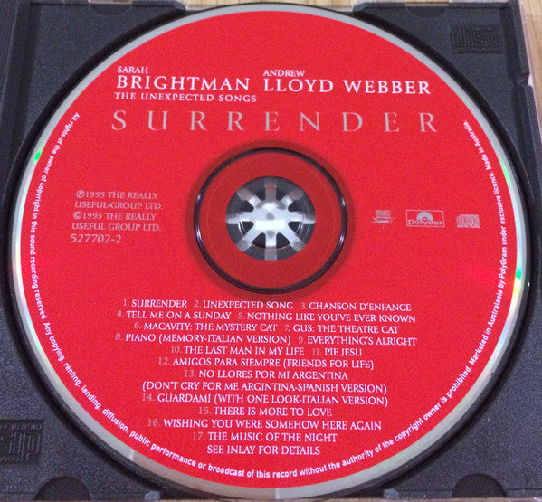 Sarah Brightman, Andrew Lloyd Webber : Surrender: The Unexpected Songs (CD, Comp)