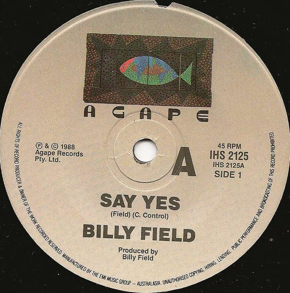 Billy Field : Say Yes (7", Single)