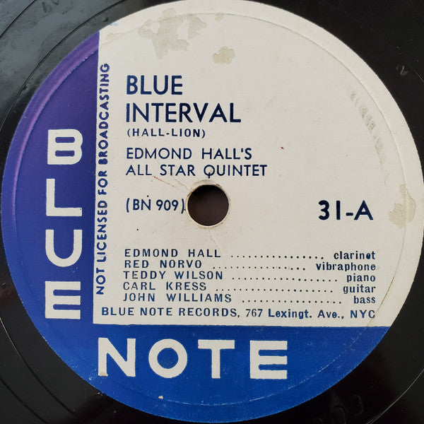 Edmond Hall's All Star Quintet : Blue Interval / Seein' Red (Shellac, 12", Scr)