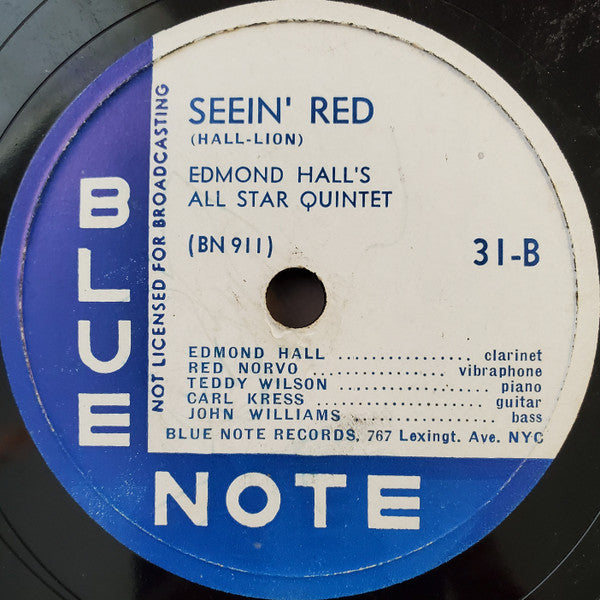 Edmond Hall's All Star Quintet : Blue Interval / Seein' Red (Shellac, 12", Scr)