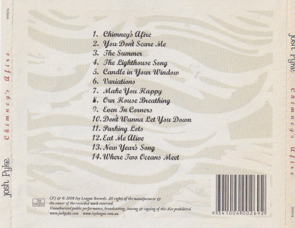 Josh Pyke : Chimney's Afire (CD, Album)