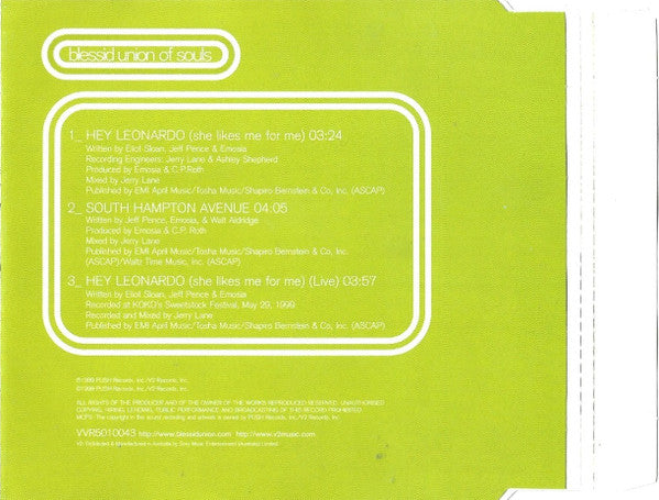 Blessid Union Of Souls : Hey Leonardo (She Likes Me For Me) (CD, Single)