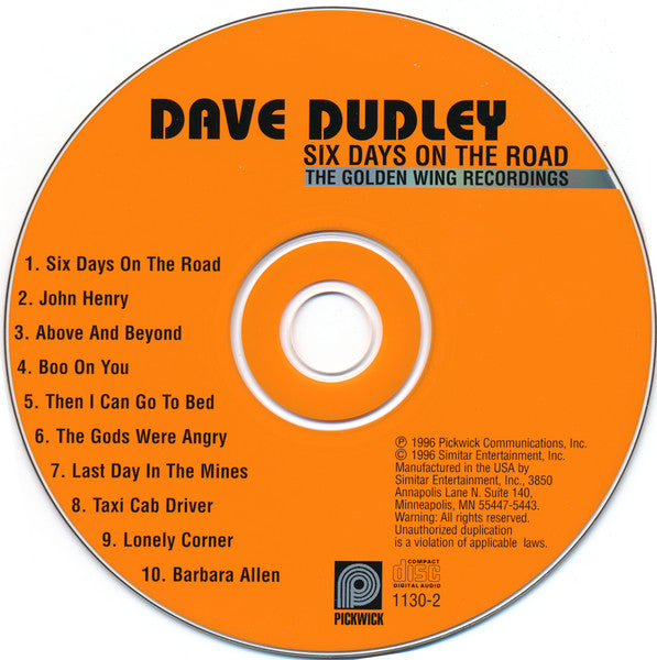 Dave Dudley : Six Days On The Road - The Golden Wing Recordings (CD, Comp)