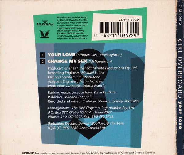 Girl Overboard : Your Love (CD, Single, Dig)