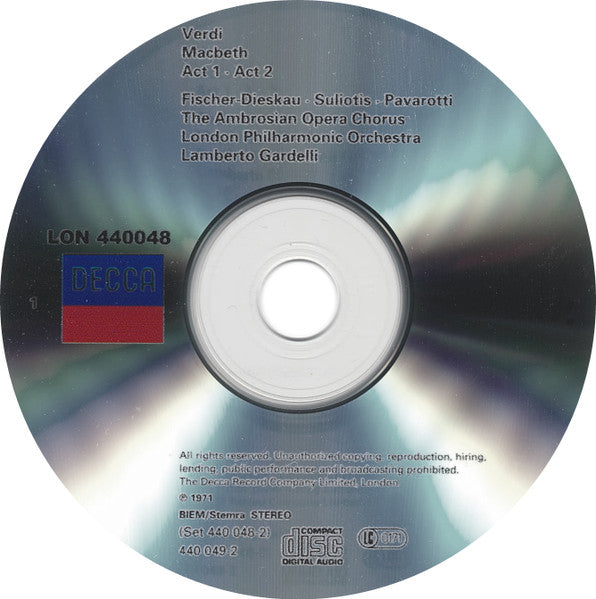 Verdi* - Fischer-Dieskau*, Souliotis*, Pavarotti*, London Philharmonic Orchestra, Lamberto Gardelli : Macbeth (2xCD, Album, RE, RM)
