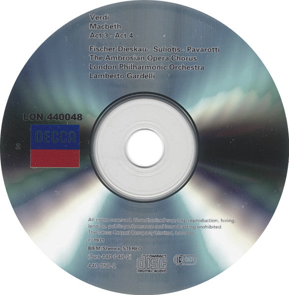 Verdi* - Fischer-Dieskau*, Souliotis*, Pavarotti*, London Philharmonic Orchestra, Lamberto Gardelli : Macbeth (2xCD, Album, RE, RM)