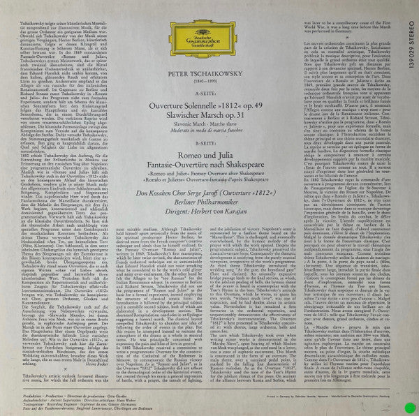 Peter Tschaikowsky* – Don Kosaken Chor Serge Jaroff, Berliner Philharmoniker · Herbert von Karajan : Ouverture 1812 / Marche Slave / Romeo Und Julia (LP)