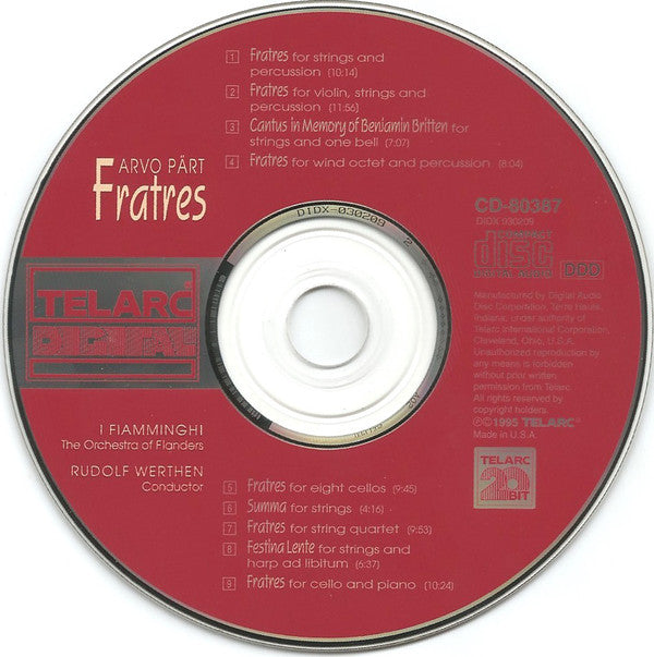 Arvo Pärt - I Fiamminghi, Rudolf Werthen : Fratres (CD)