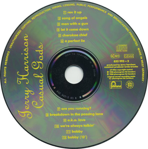 Jerry Harrison: Casual Gods : Jerry Harrison : Casual Gods (CD, Album)