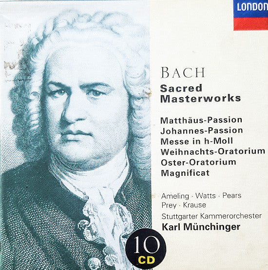 Johann Sebastian Bach, Elly Ameling, Helen Watts, Peter Pears, Hermann Prey, Tom Krause, Stuttgarter Kammerorchester, Karl Münchinger : Sacred Masterworks (10xCD, RE + Box, Comp)