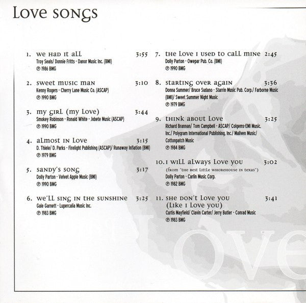 Dolly Parton : Love Songs (CD, Comp)