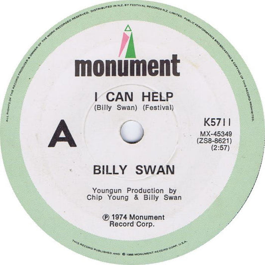Billy Swan : I Can Help (7", Single)
