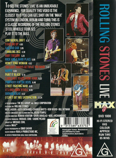 Rolling Stones* : Live At The Max (VHS, PAL)