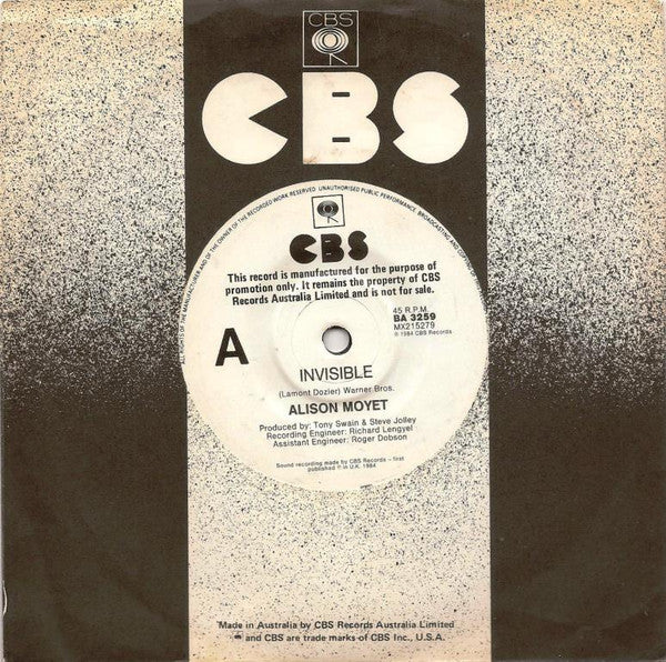 Alison Moyet : Invisible (7", Single, Promo)