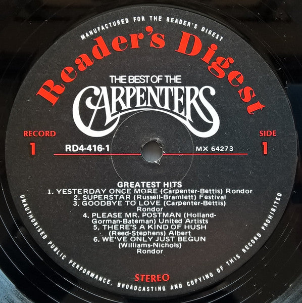 Carpenters : The Best Of The Carpenters (4xLP, Comp, Box)