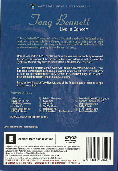 Tony Bennett : Live In Concert (DVD-V, PAL)