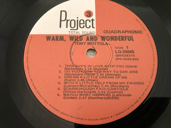 Tony Mottola : Warm, Wild And Wonderful (LP, Album, Quad)