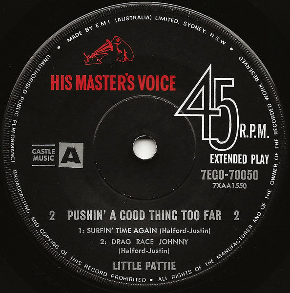 Little Pattie : Pushin' A Good Thing Too Far (7", EP)