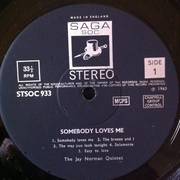 The Jay Norman Quintet : Somebody Loves Me (LP)