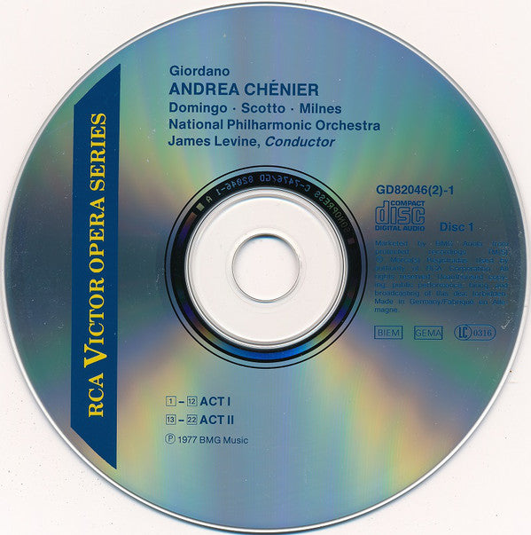 Umberto Giordano  –  Placido Domingo / Renata Scotto / Sherrill Milnes, James Levine (2) : Andrea Chénier (2xCD, Album + Box)