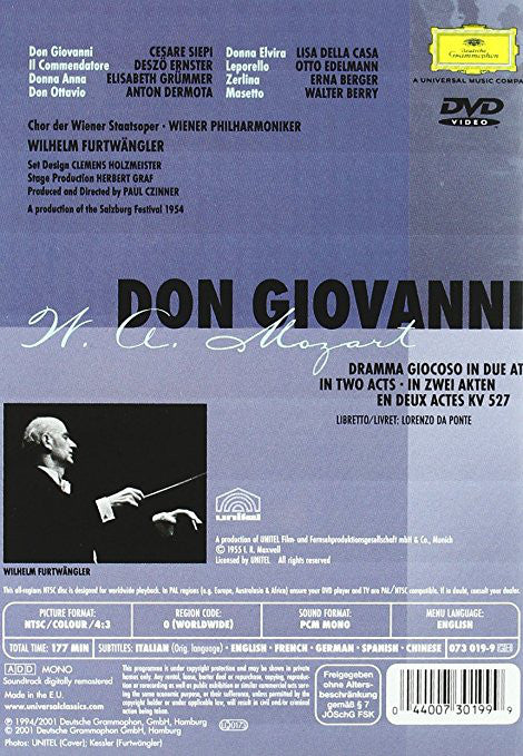 Wolfgang Amadeus Mozart, Wilhelm Furtwängler, Wiener Philharmoniker : Don Giovanni (DVD-V, NTSC)