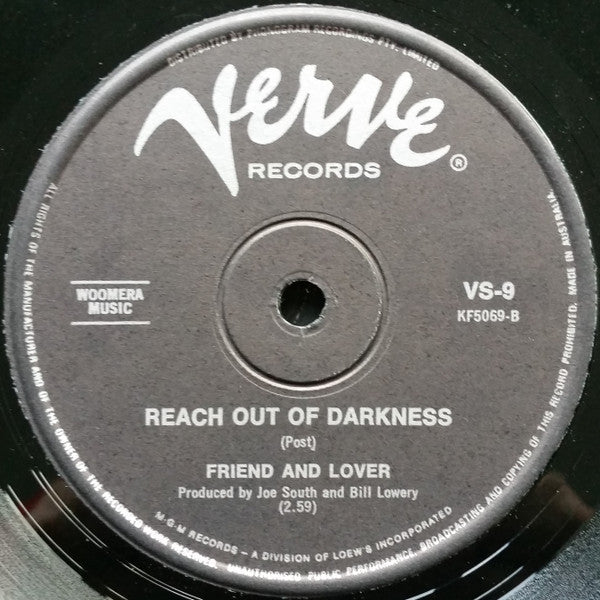 Friend And Lover : Time On Your Side / Reach Out Of Darkness (7", Single)