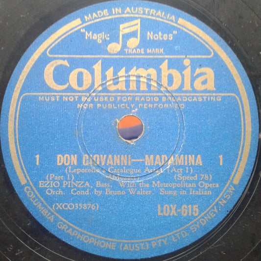 Ezio Pinza With The Metropolitan Opera Orchestra* : Don Giovanni - Madamina (Act 1) (Shellac, 12")