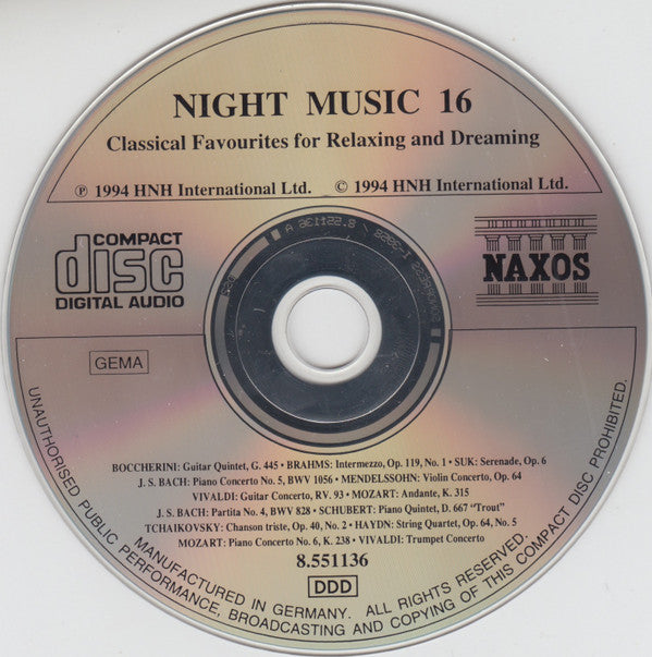 Various : Night Music 16 - Classical Favourites For Relaxing And Dreaming (CD, Comp)