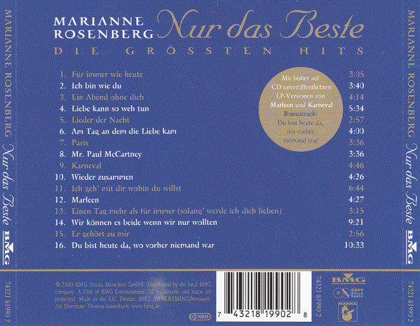 Marianne Rosenberg : Nur Das Beste - Die Grössten Hits (CD, Comp)