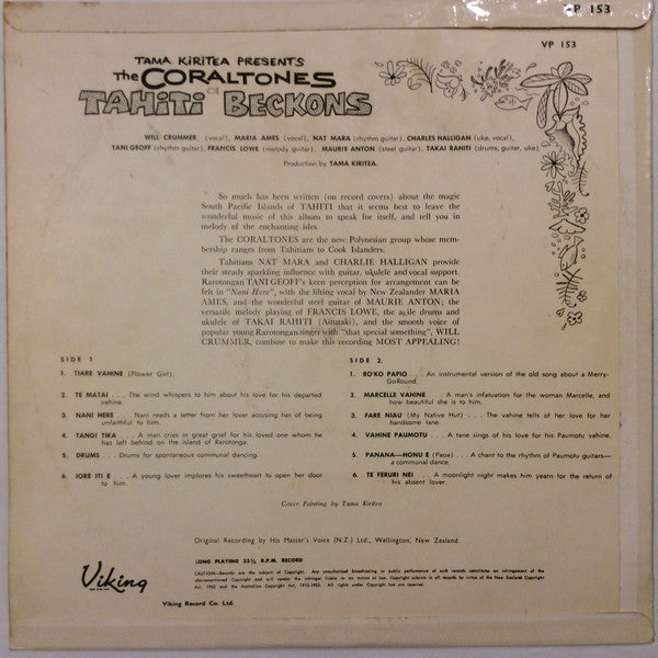 The Coraltones : Tahiti Beckons (LP)