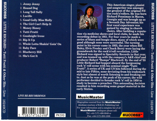 Little Richard : Tutti Frutti & Other Hits - Live (CD, Comp)
