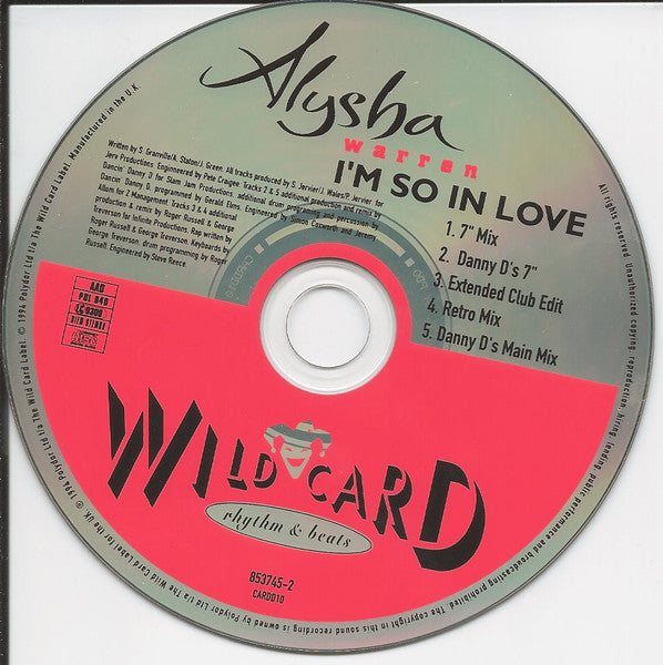 Alisha Warren : I'm So In Love (CD, Maxi)