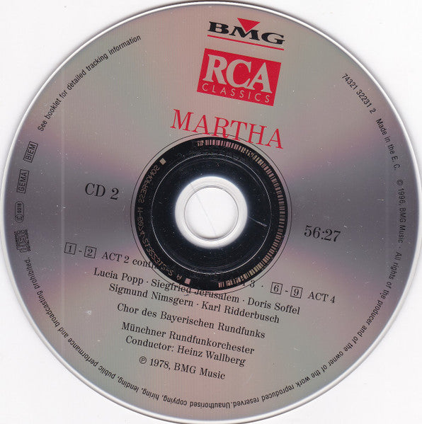 Friedrich von Flotow - Lucia Popp · Siegfried Jerusalem · Doris Soffel · Siegmund Nimsgern · Karl Ridderbusch · Chor Des Bayerischen Rundfunks · Münchner Rundfunkorchester · Heinz Wallberg : Martha (2xCD, Album, RE, RM)