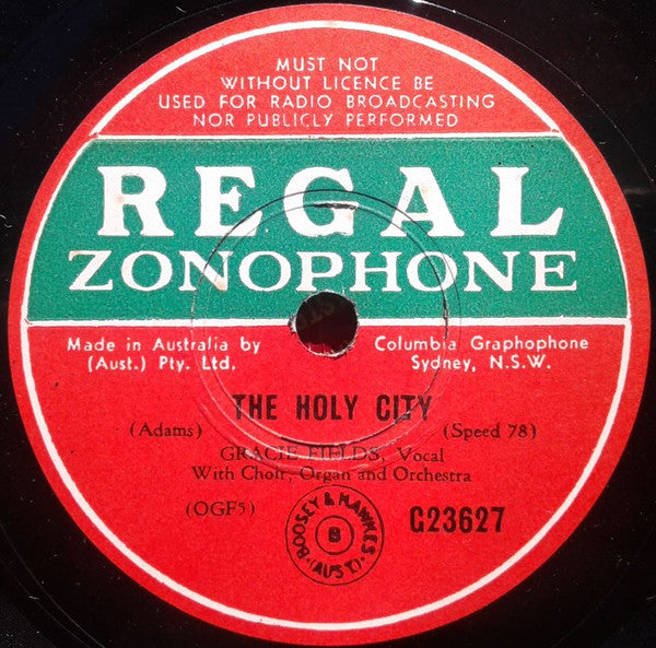 Gracie Fields : The Holy City / Land Of Hope And Glory (Shellac, 10")